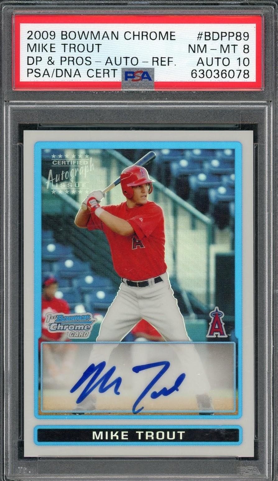 2009 Bowman Chrome Mike Trout 1st Refractor Auto /500 PSA 8