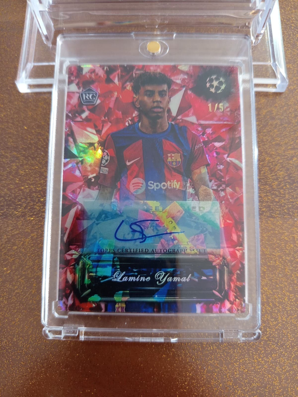 Yamal Ucc Autograph Laminates 2023/24 Sapphire 1/5 Fc Barcelona