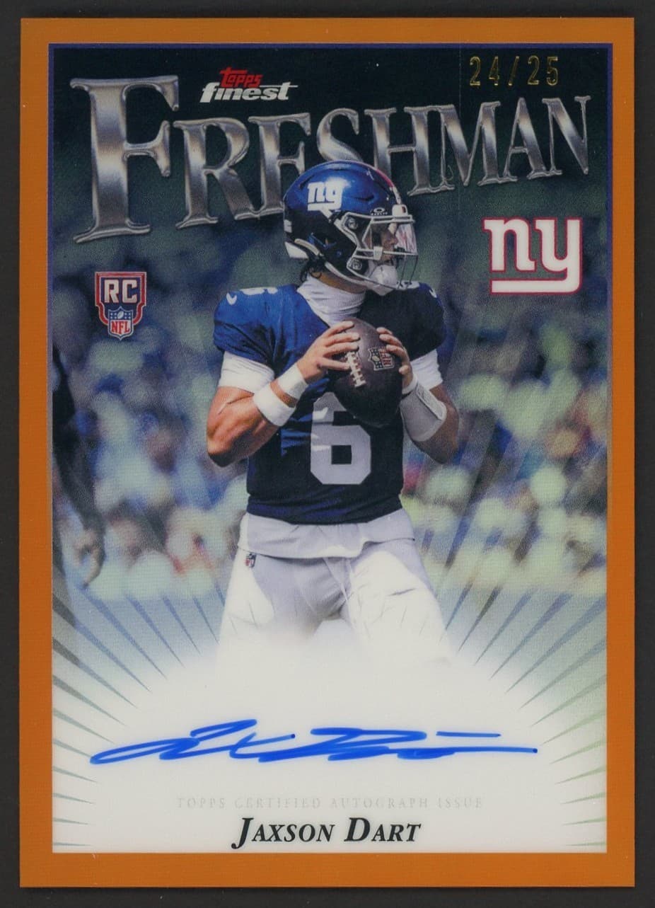 2025 Topps Finest Freshman Orange Refractor Jaxson Dart RC Rookie AUTO /25