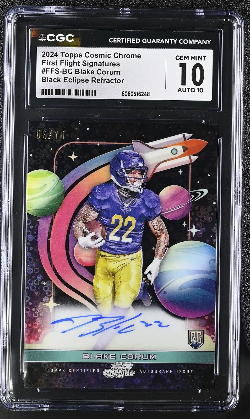2024 Topps Cosmic Blake Corum #FFS-BC Black Eclipse /10 CGC 10 Auto 10