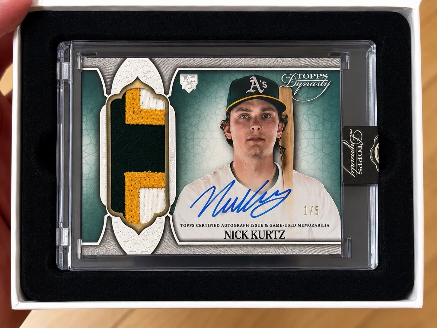 Nick Kurtz 2025 Topps Dynasty Game Used Rookie Patch Auto RPA 1/5 Athletics