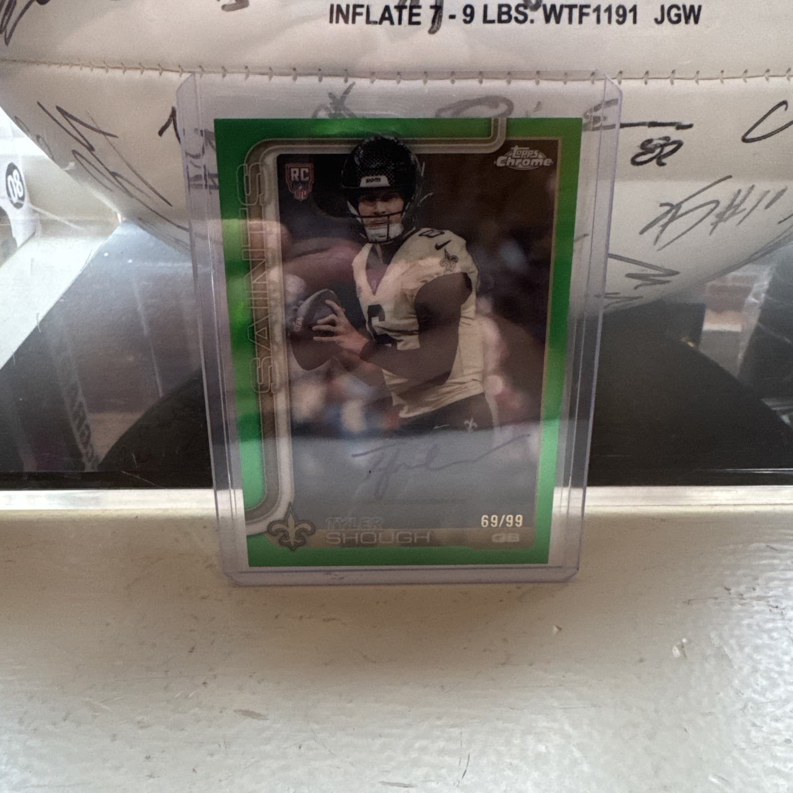 Tyler Shough 2025 Topps Chrome #RA-TYS Green Refractor Rookie Auto RC /99