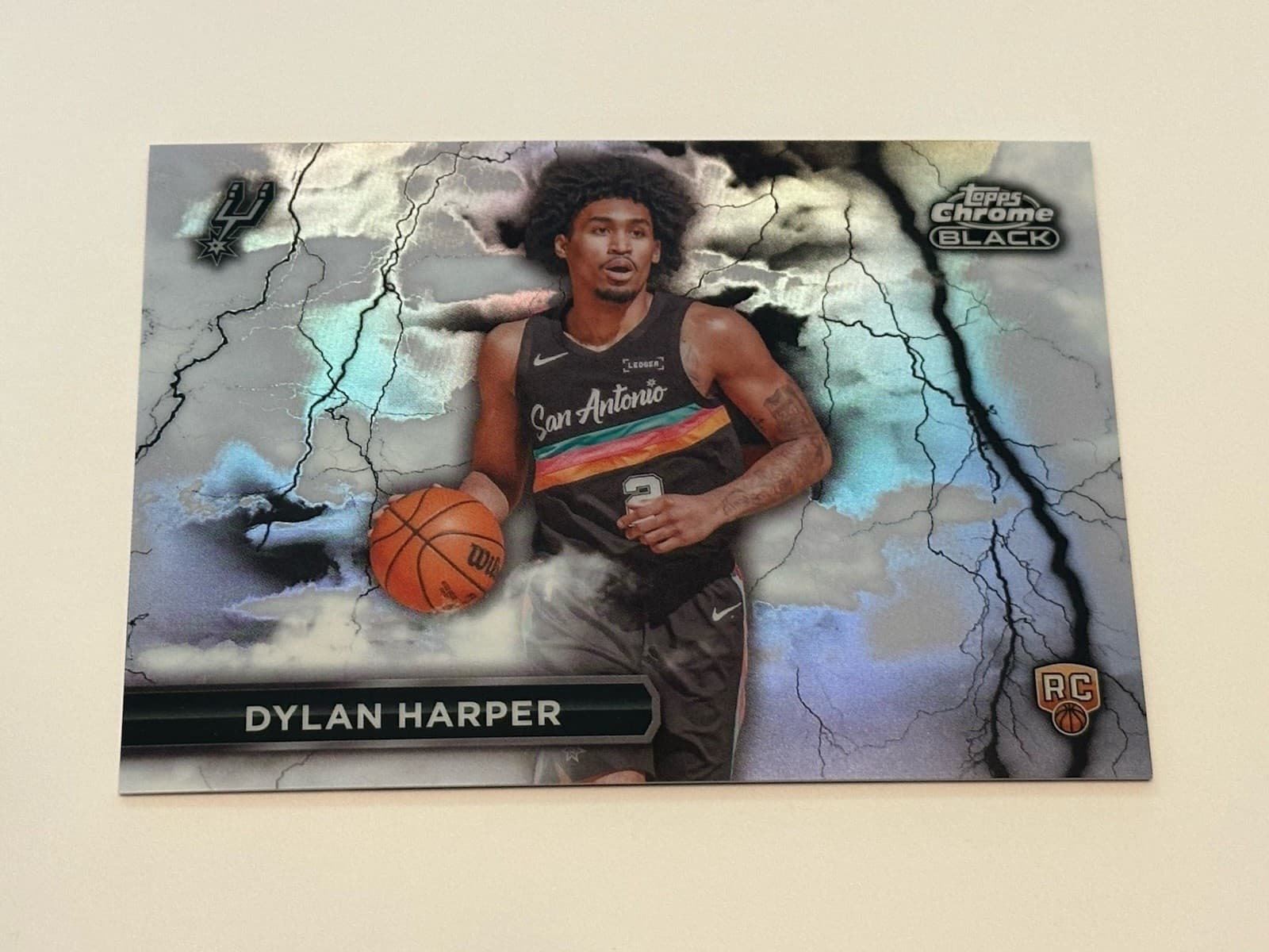 2026 Topps Chrome Black Lightning SSP Dylan Harper RC Spurs