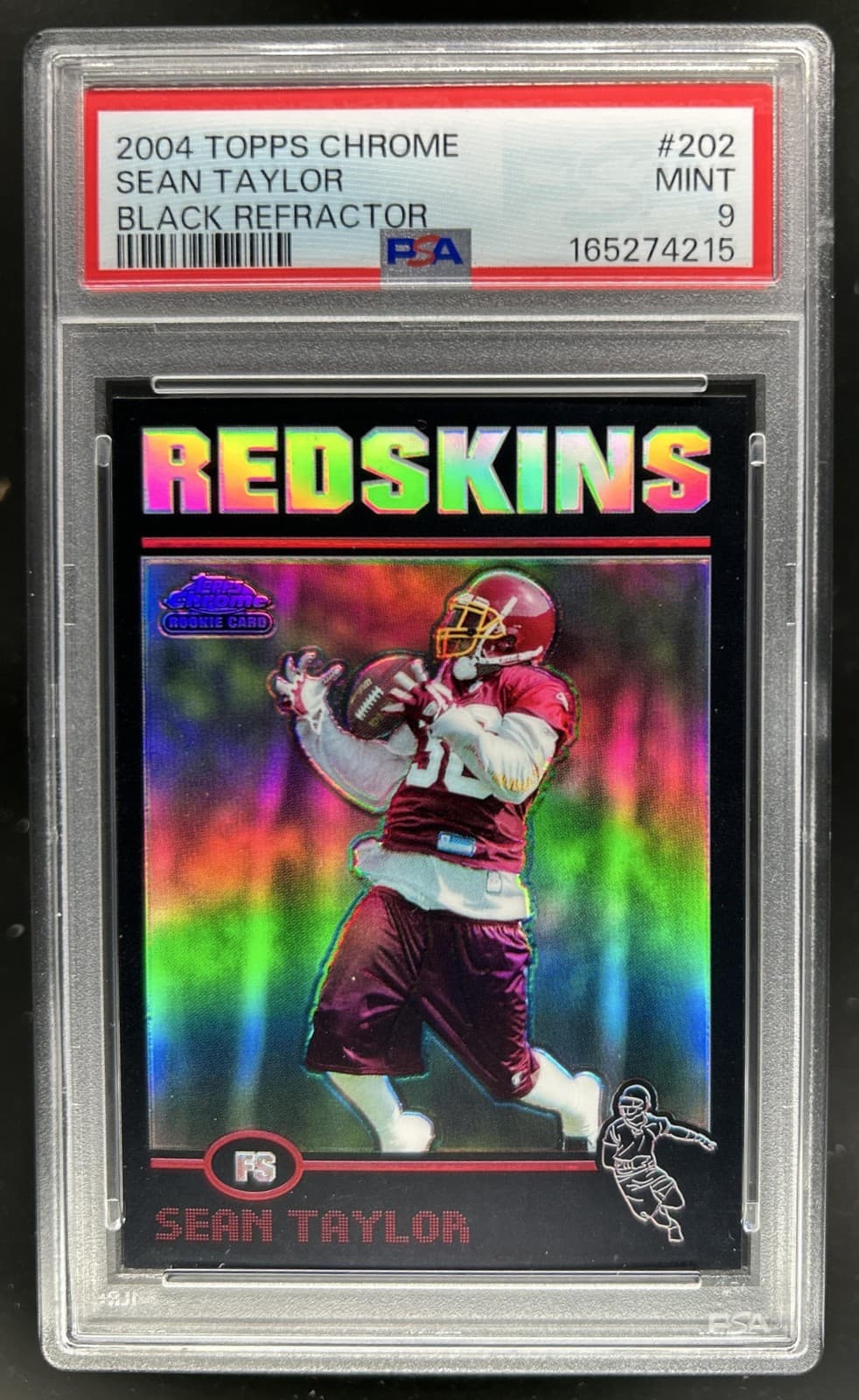 2004 Topps Chrome Sean Taylor Black Refractor Rookie RC #/100 Redskins PSA 9