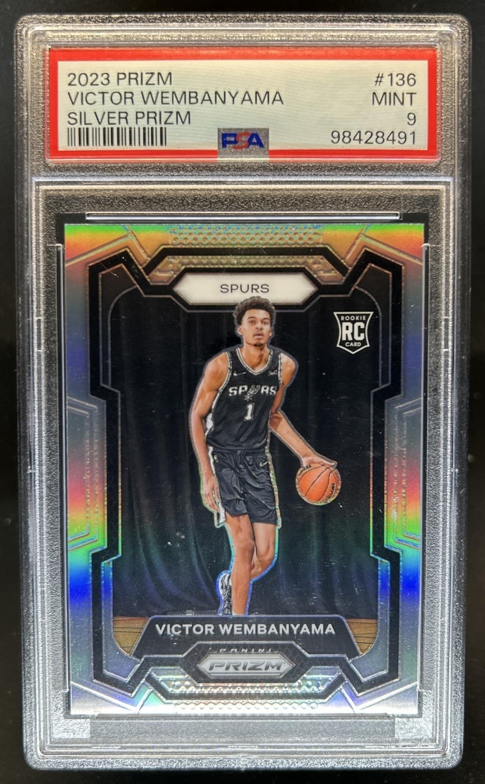 2023-24 Panini Prizm Victor Wembanyama RC Prizm Silver Rookie #136 Spurs PSA 9