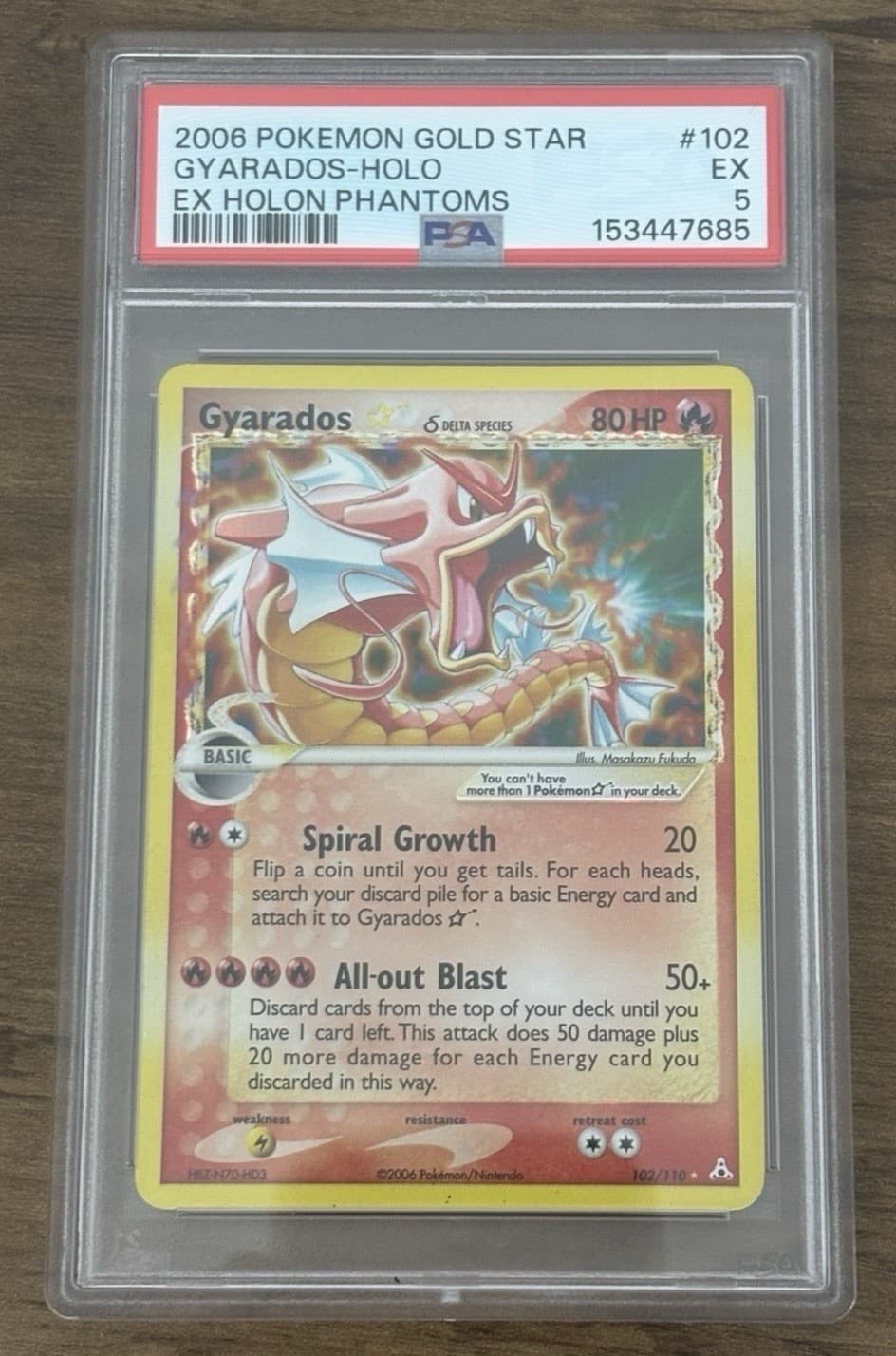 Pokemon 2006 Gyarados Gold Star Delta Species Holo 102/110 PSA 5 ENG