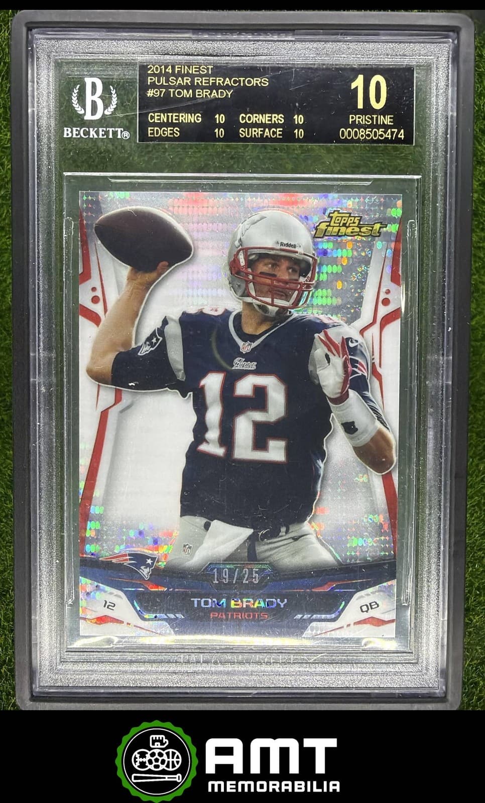 Tom Brady BGS Pristine 10 Black Label 2014 Topps Finest 19/25 Pulsar Refractor