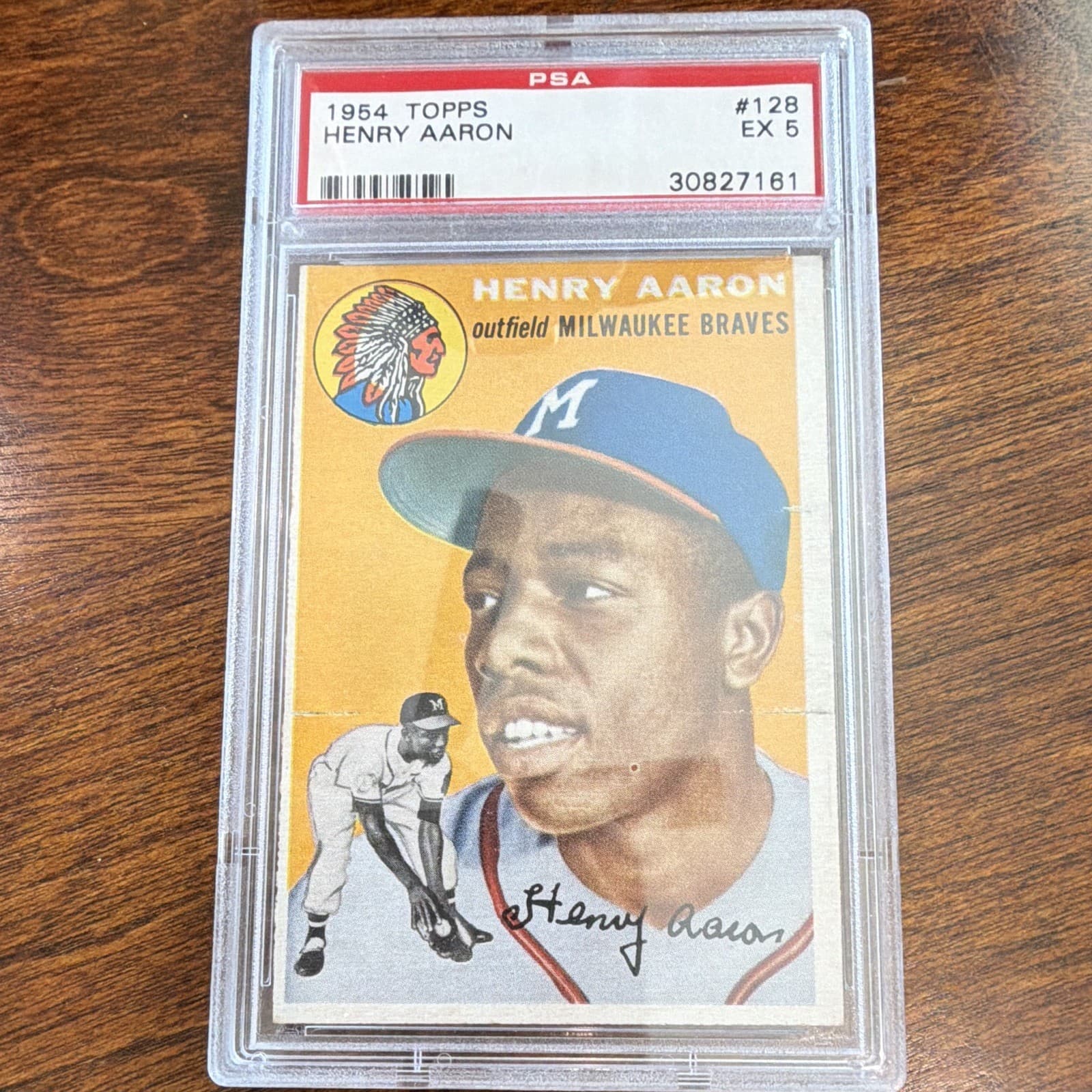 1954 Topps Hank Aaron Rookie #128 PSA 5 Graded Milwaukee Braves Card