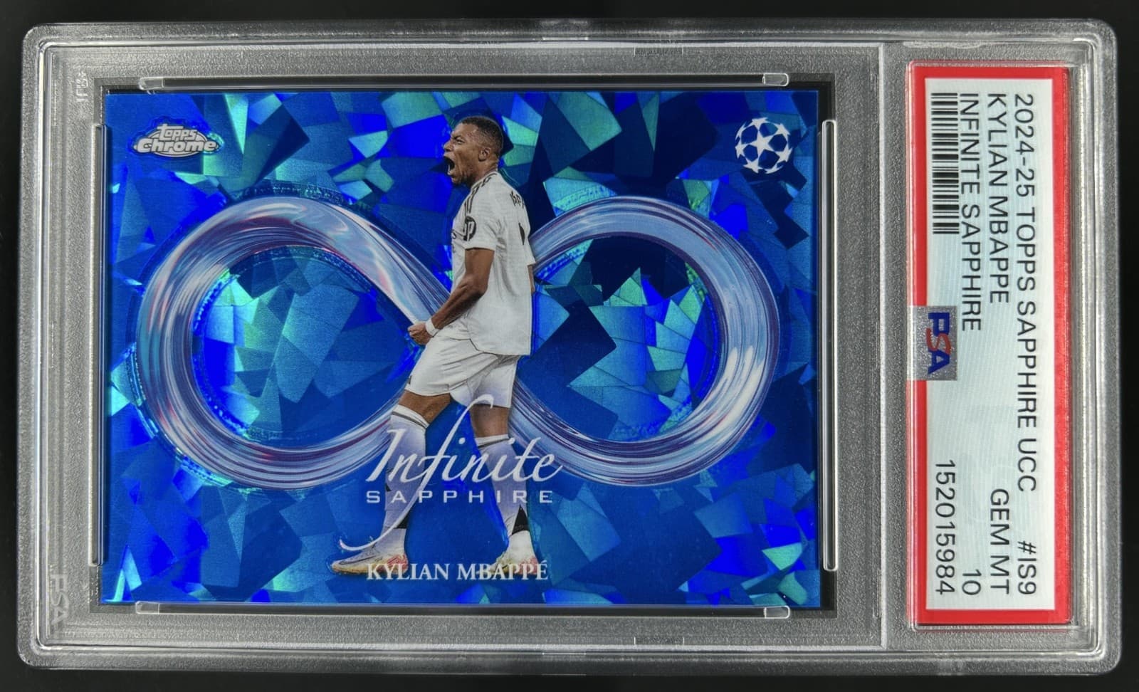 2024-25 Topps Chrome Sapphire UEFA Kylian Mbappe Infinite #IS-9 PSA 10 GEM MINT