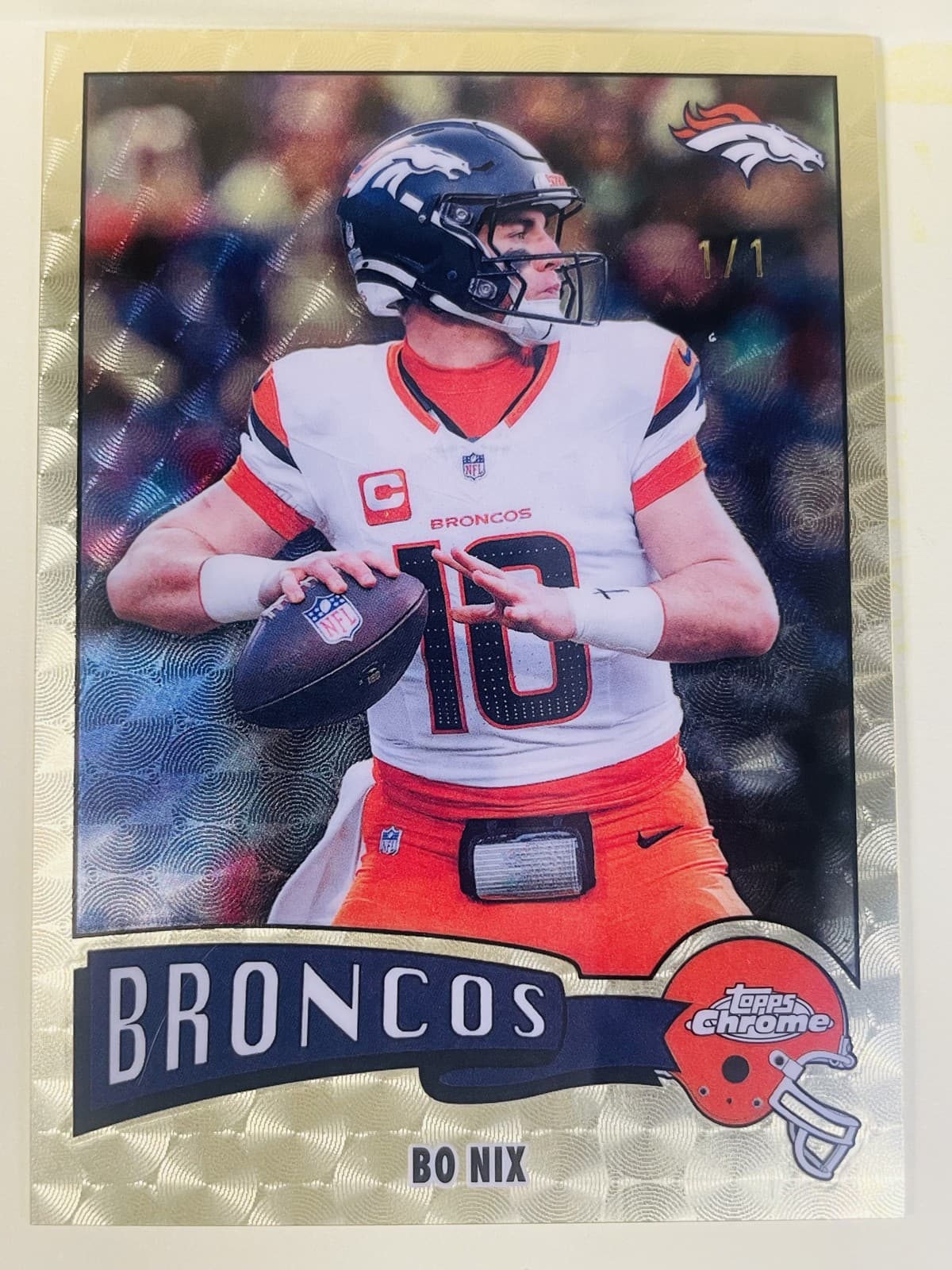2025 Topps Chrome 1975 Throwback -Bo Nix #1975-11 Superfractor 1/1 SSP GRAIL🔥🔥
