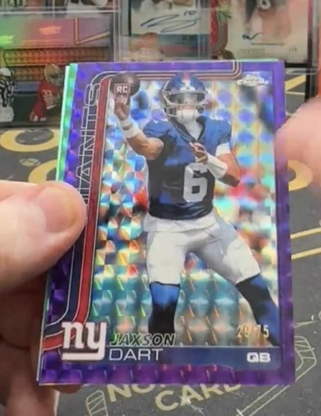 2025 Topps Chrome Jaxson Dart Rookie Purple Parallel 29/75 #306 New York Giants