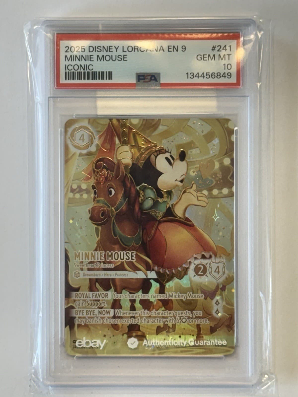 Disney Lorcana Minnie Mouse Sweetheart Princess Iconic 241/204 Holo PSA 10