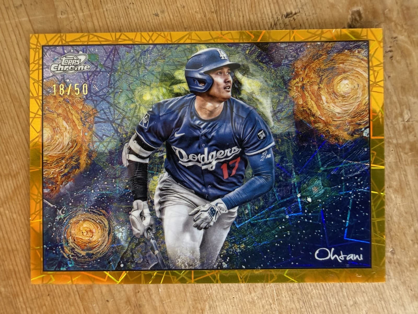 2025 Topps Chrome Cosmic Shohei Ohtani Stars In The Night Gold Refractor #'d/50