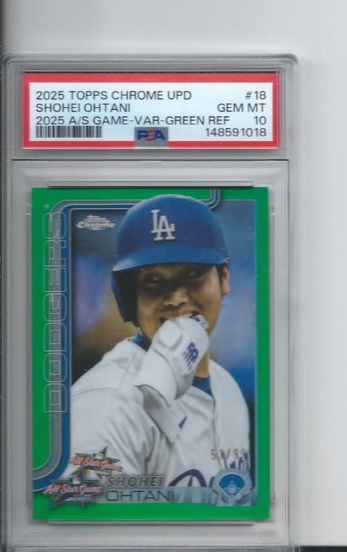 2025 Topps Chrome Update ASG Variation Shohei Ohtani Green Refractor /99 PSA 10