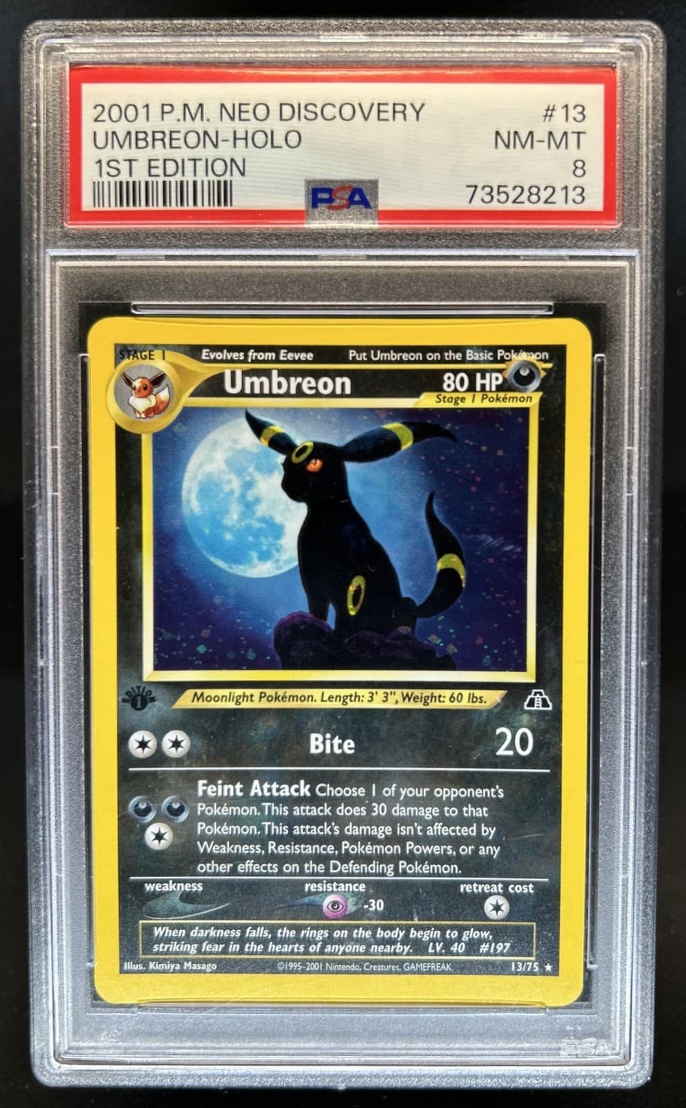 2001 Pokemon Neo Discovery 1st Edition Umbreon Holo #13/75 PSA 8