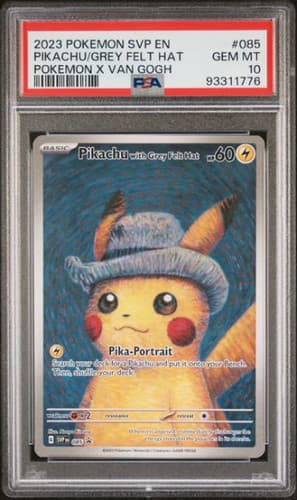Pokemon Pikachu Van Gogh Grey Felt Hat Promo SVP EN 🇬🇧 #085 PSA 10 GEM MINT