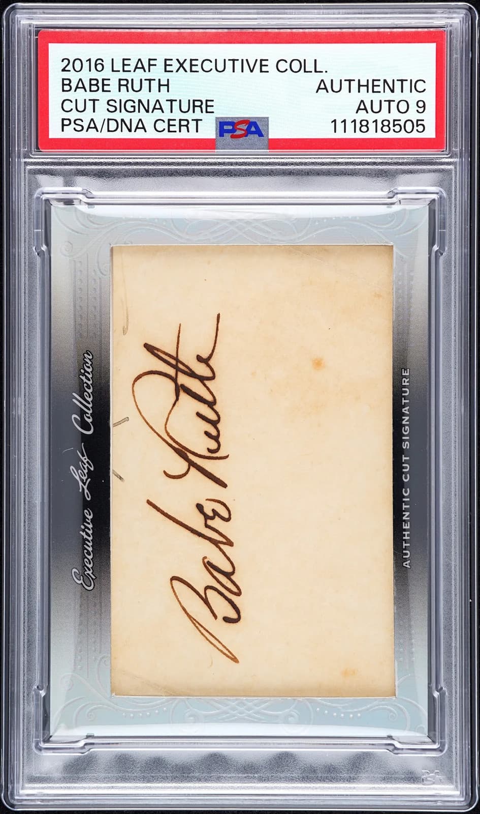 2016 Leaf Executive Collection Cut Signature Babe Ruth PSA A Auto 9