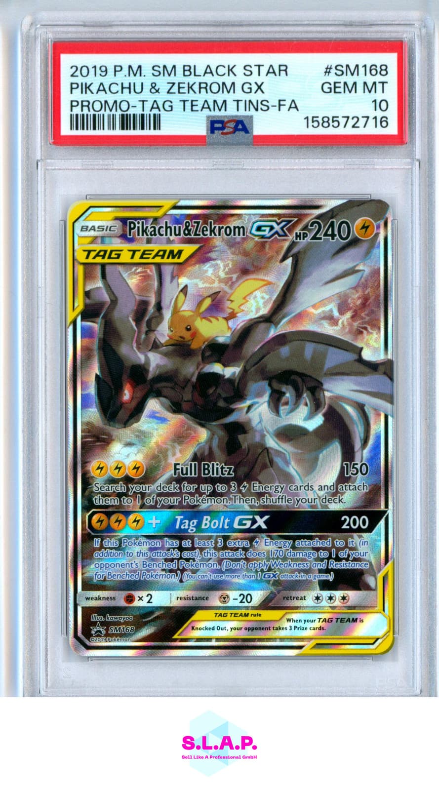 Pikachu & Zekrom Gx Prm Tag Team Tins-Fa Pokemon Sm Bs Prm 2019 Sm168 Psa 10