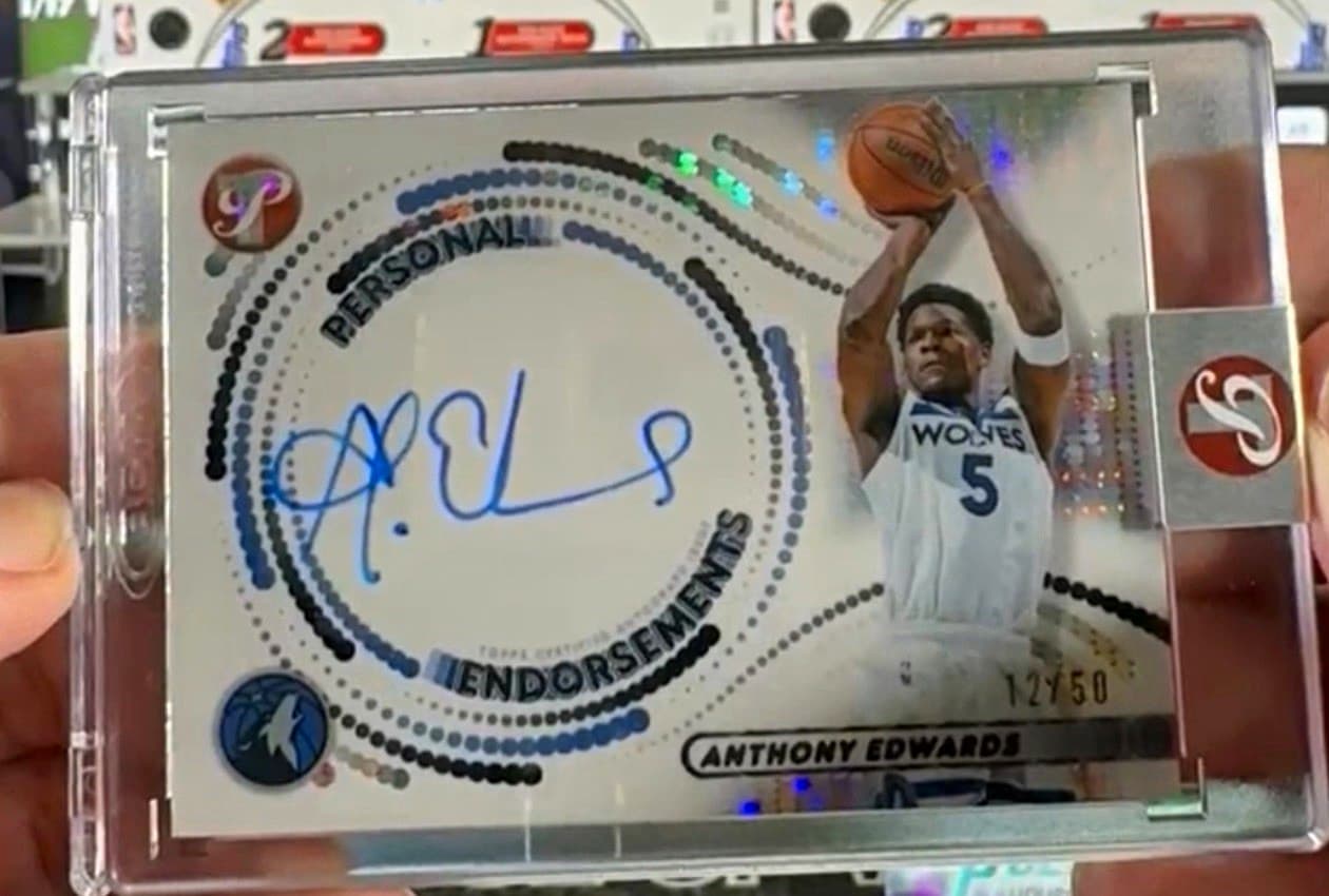 2025-26 Topps Pristine PE-AE Anthony Edwards Personal Endorsements Auto /50