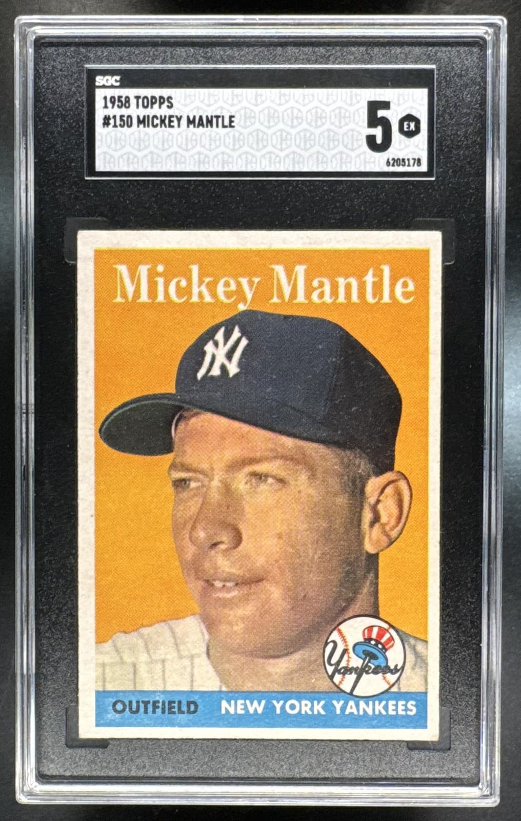 1958 Topps Mickey Mantle #150 Yankees SGC 5
