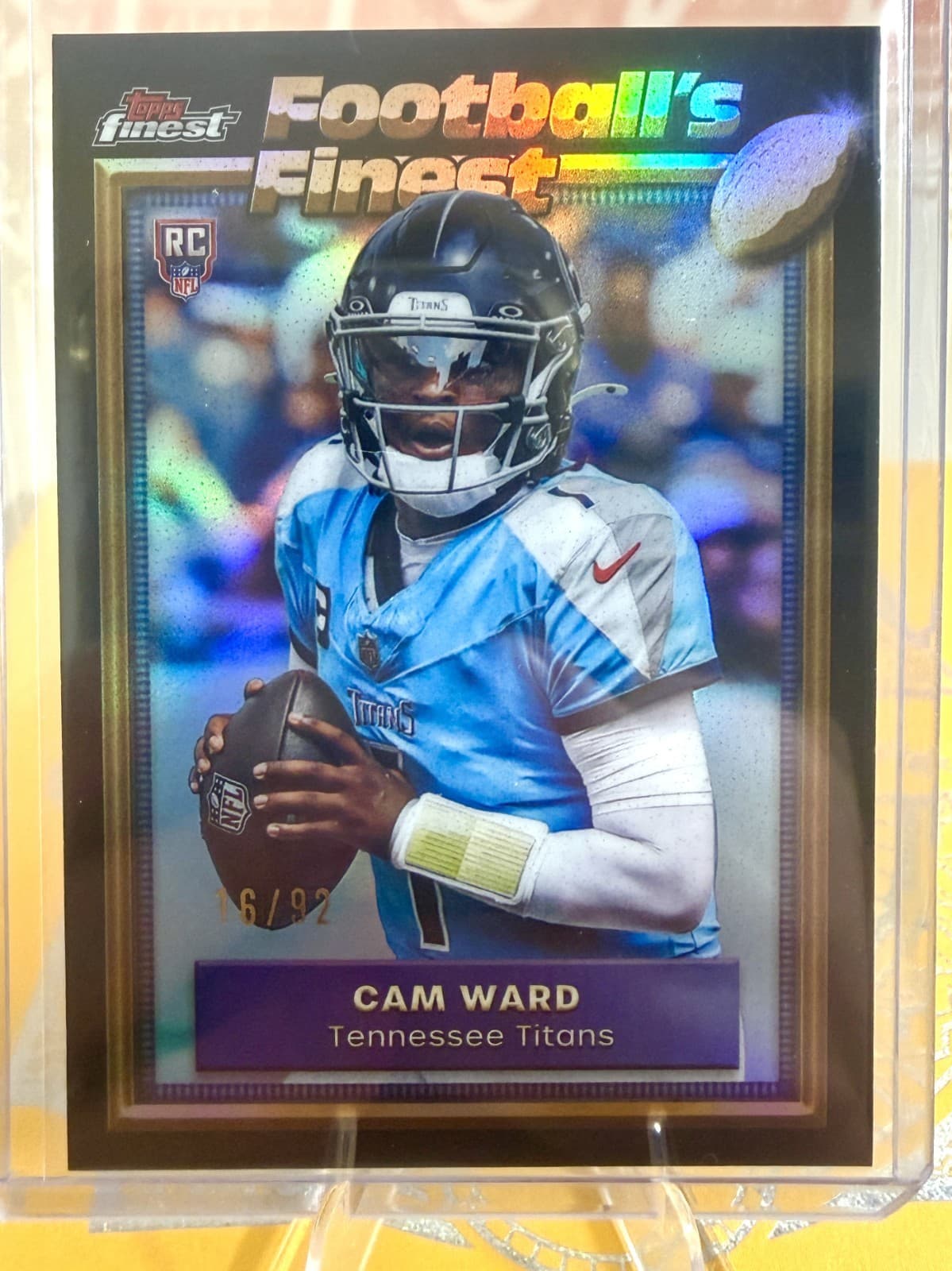 🔥👀 2025 Topps Finest Football's Finest Cam Ward Titans SSP Case Hit /92 👀🔥