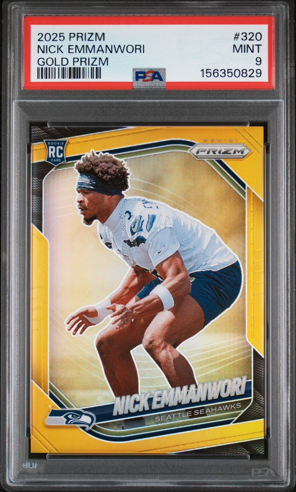 2025 Panini Prizm Nick Emmanwori RC Gold Rookie #10/10 Seahawks PSA 9 BOOKEND