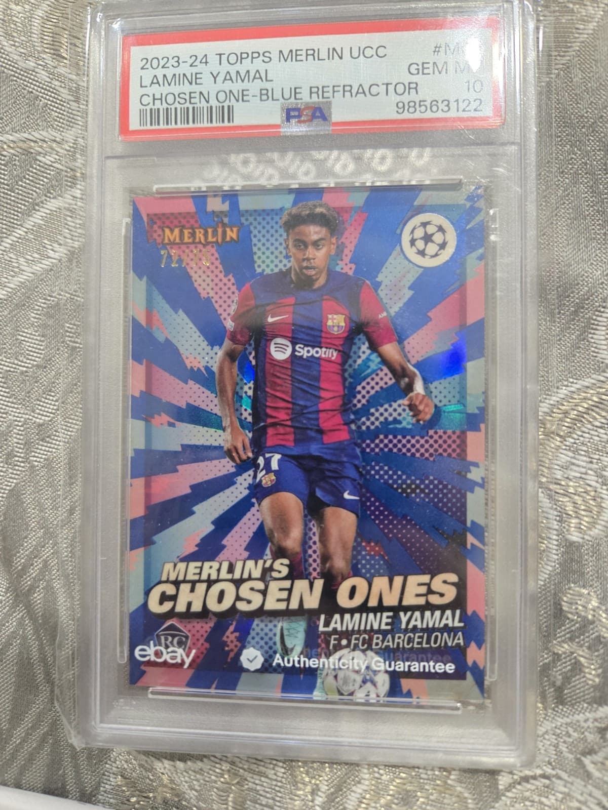 2023-24 Topps Merlin Uefa Club -Merlin's Chosen Ones Lamine Yamal RC /75 Psa 10