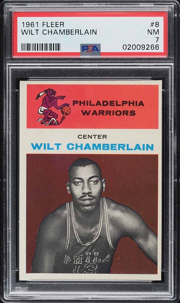 Fleer 1961-62 Wilt Chamberlain #8 Rookie Philadelphia Warriors PSA 7