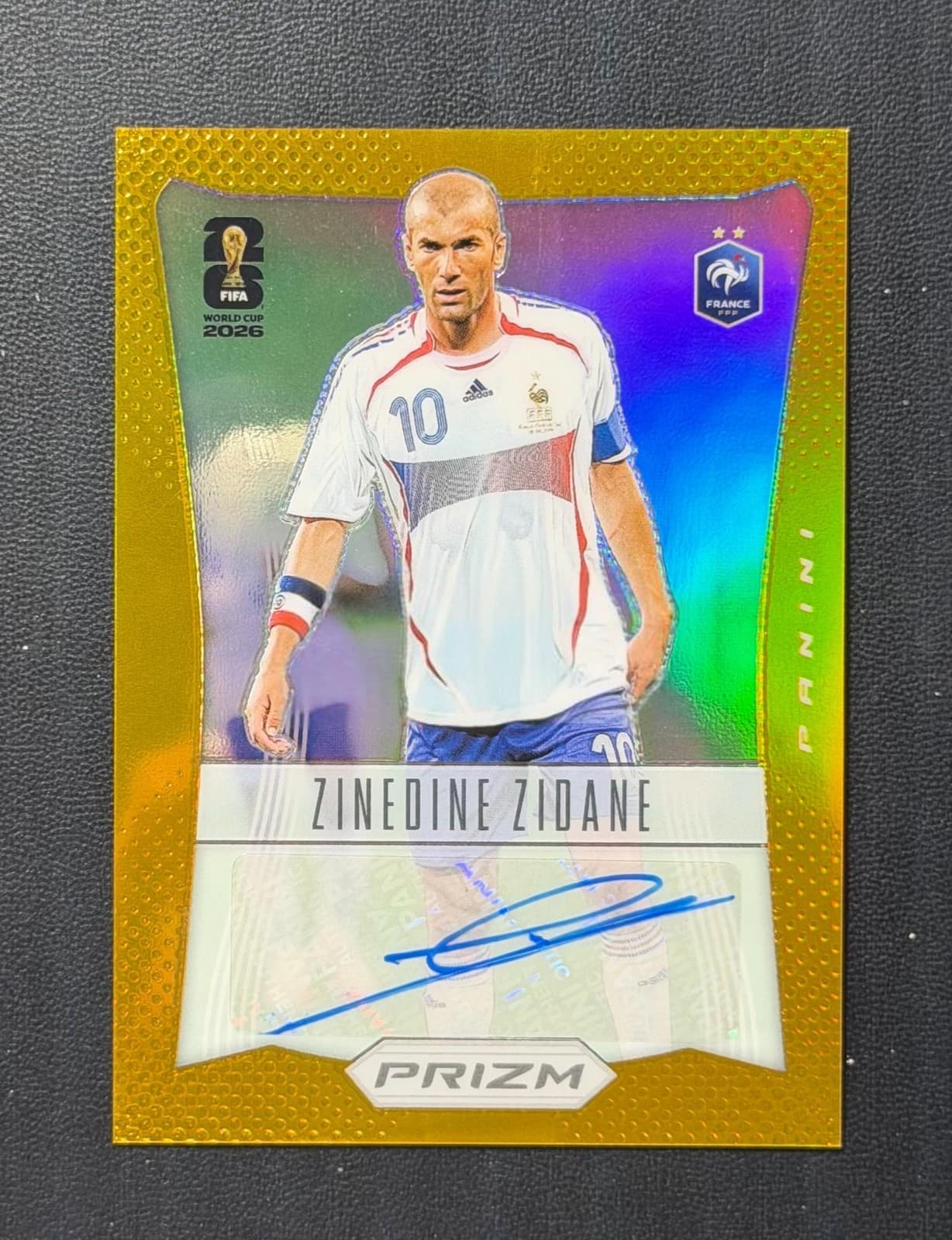 2026 Panini Prizm FIFA World Cup Zinedine Zidane Auto 2012 Throwback Gold /5