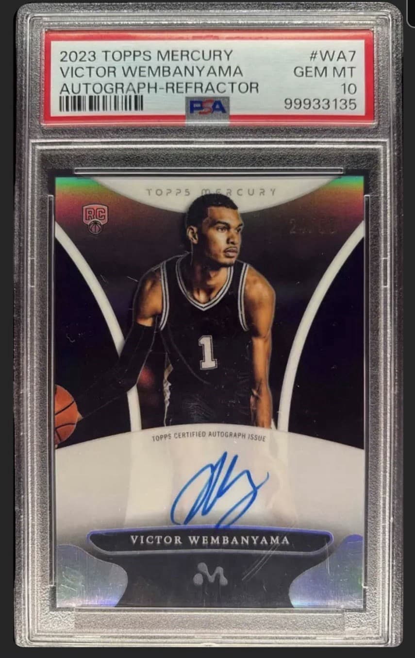 2023 Topps Mercury Victor Wembanyama Rookie Refractor Auto 24/99 PSA 10! Spurs!