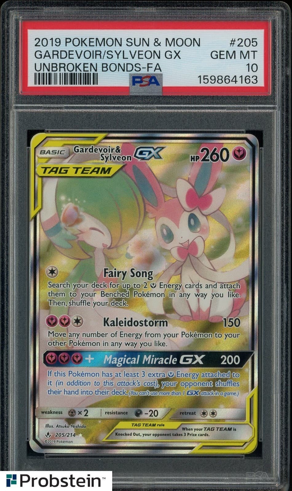 2019 Pokemon Sun & Moon Unbroken Bonds #205 FA Gardevoir Sylveon GX PSA 10