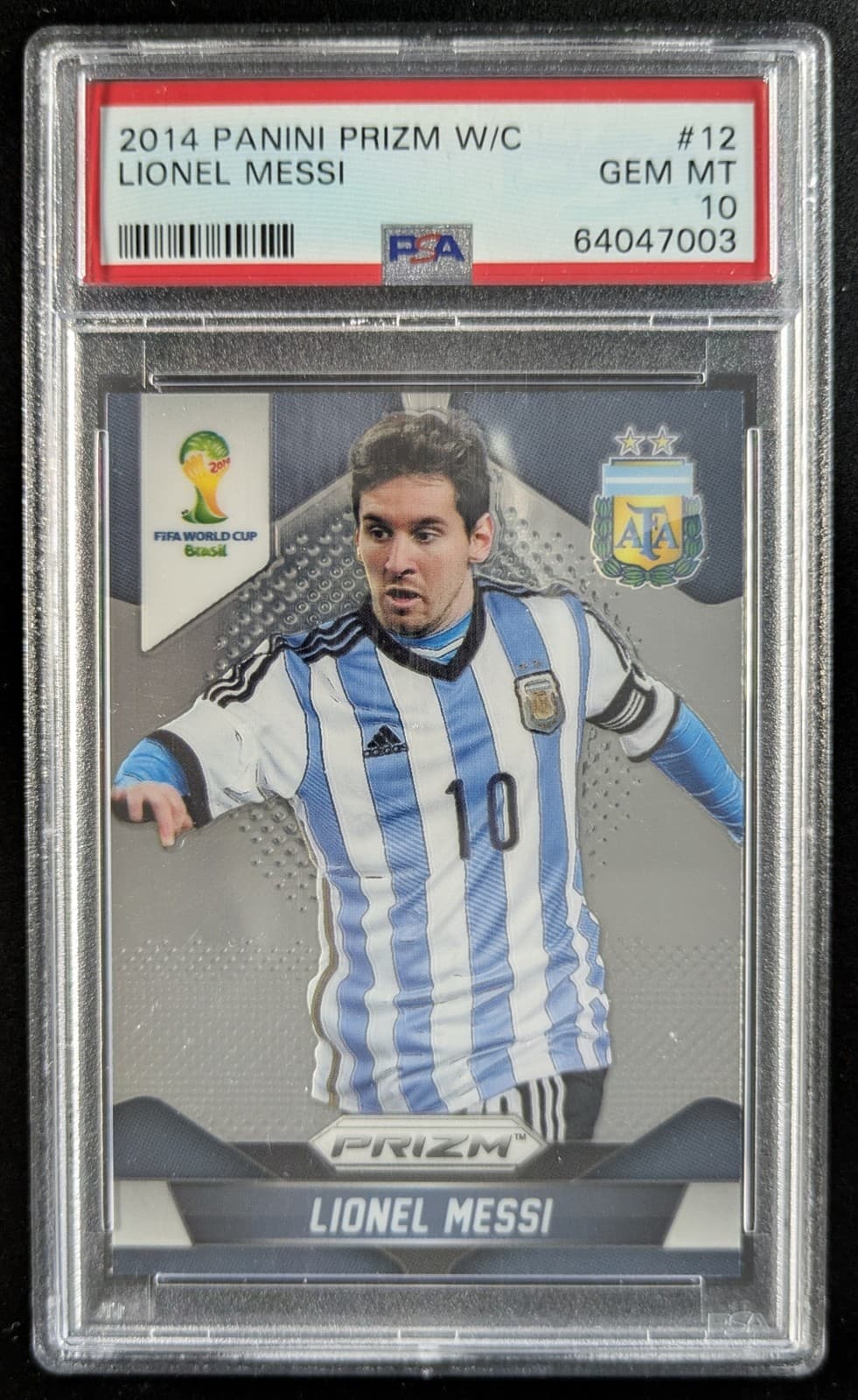 2014 Panini Prizm FIFA W/C Brazil LIONEL MESSI 1st Yr Prizm Argentina #12 PSA 10