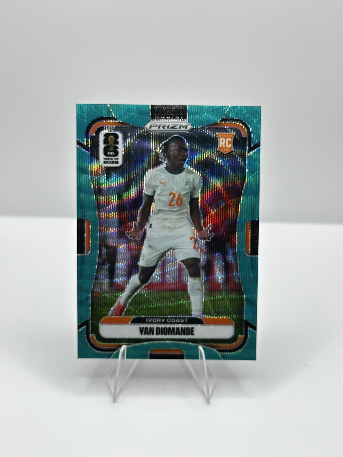 Panini 2026 Prizm FIFA World Cup Yan Diomande Teal Wave #257 Ivory Coast /99