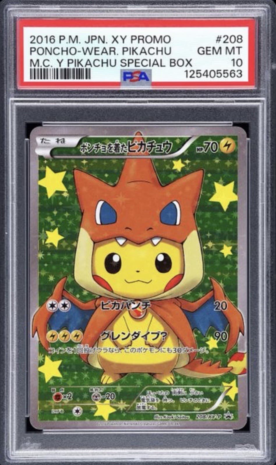 Pokemon Poncho Wearing Pikachu Mega Charizard Y Promo 208/XY-P Japanese PSA 10