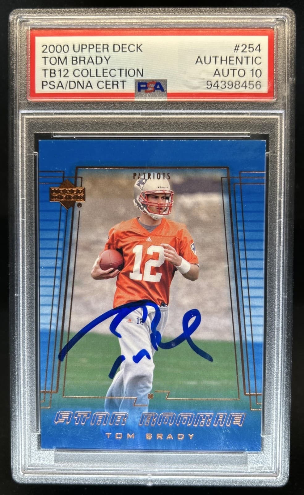 2000 Upper Deck Tom Brady Rookie RC #254 TB12 Collection PSA Authentic Auto 10