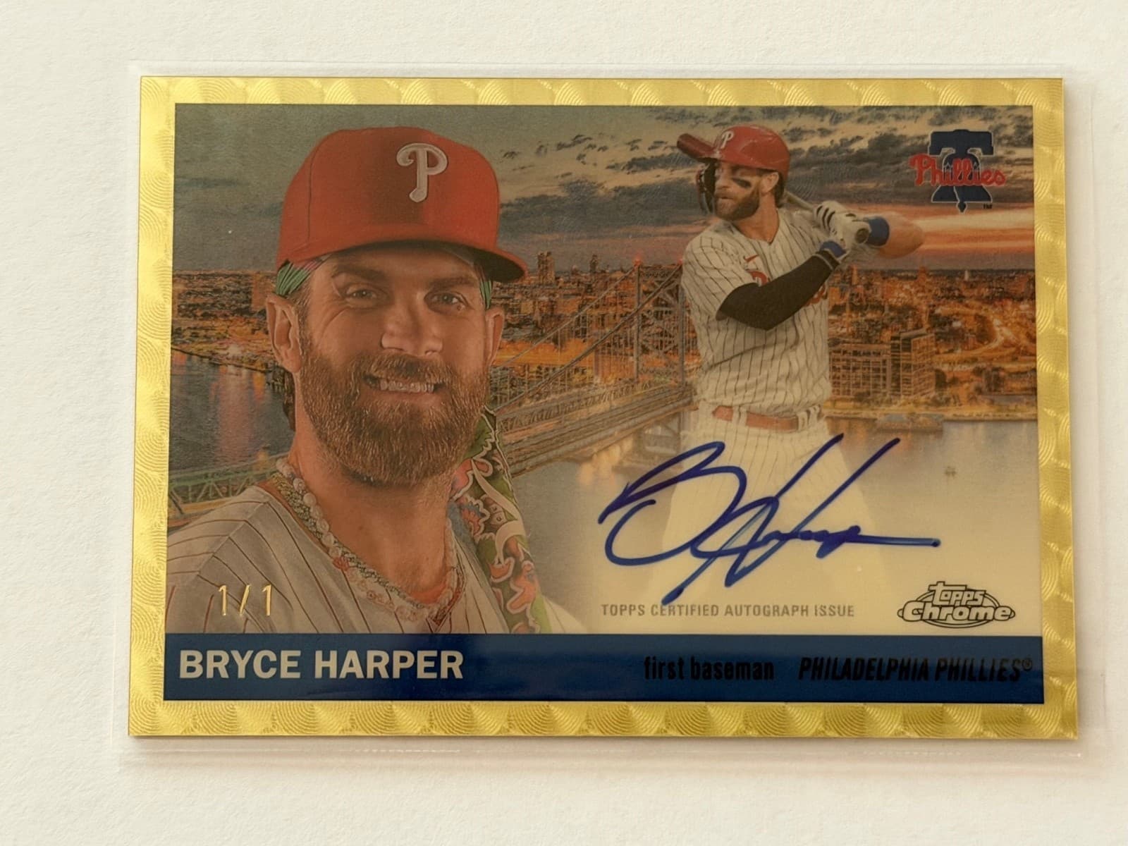 2025 Topps Chrome Platinum Bryce Harper City Variation Superfractor Auto 1/1