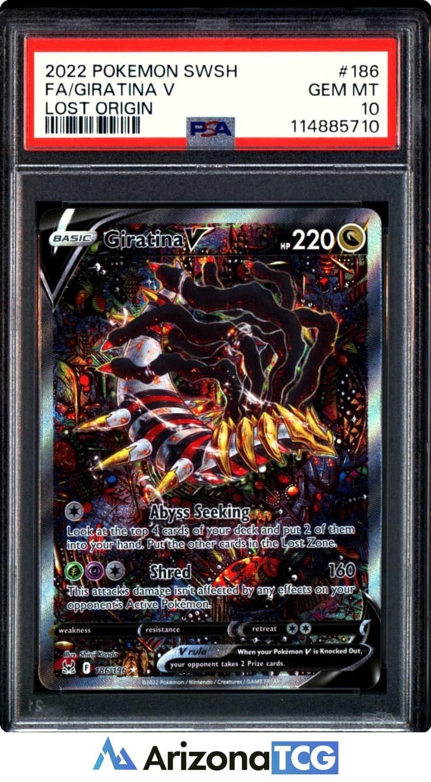 Pokemon 2022 Giratina V 186/196 Alt Art Ultra Rare Lost Origin GEM MINT PSA 10