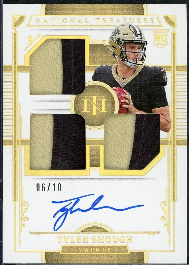 2025 Panini National Treasures Tyler Shough Rookie Triple Patch Auto /10
