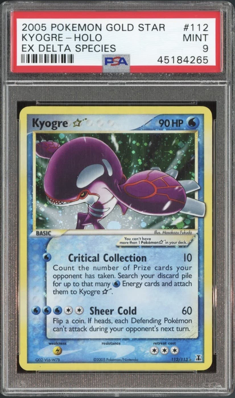 GRAIL!! 2005 POKEMON GOLD STAR KYOGRE-HOLO EX DELTA SPECIES #112 PSA 9