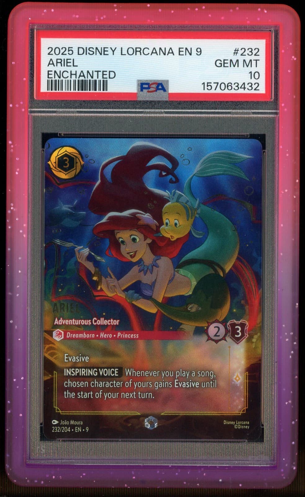 2025 Disney Lorcana EN 9 Enchanted #232 Ariel PSA 10 GEM MINT