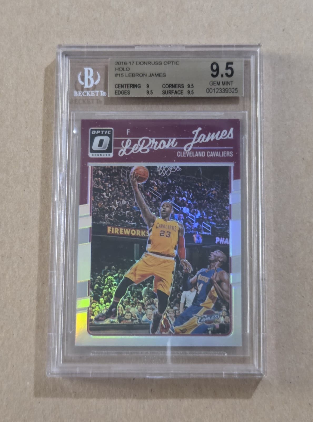 2016 Donruss Optic LeBron James Holo w/ Kobe Bryant #15 BGS 9.5