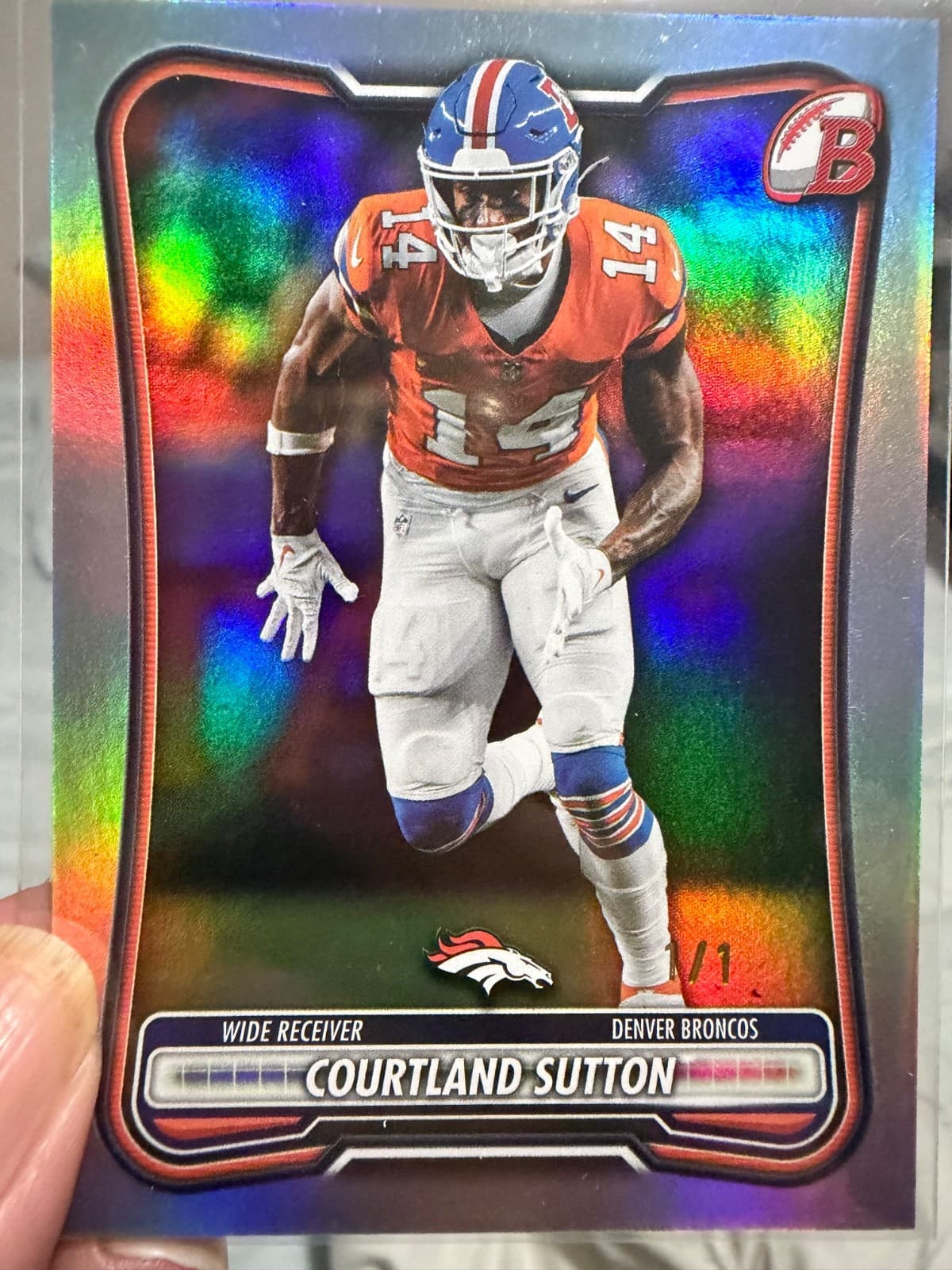 2026 Topps Bowman Courtland Sutton 1/1 FOILFRACTOR SUPERFRACTOR Broncos RARE One
