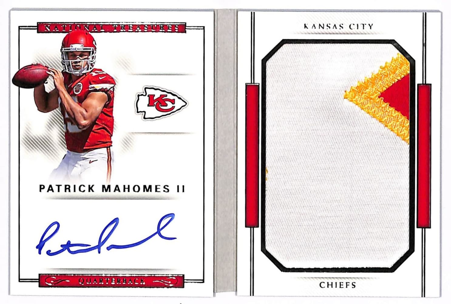 2017 National Treasures Patrick Mahomes II Rookie Prime Booklet Patch Auto #/99