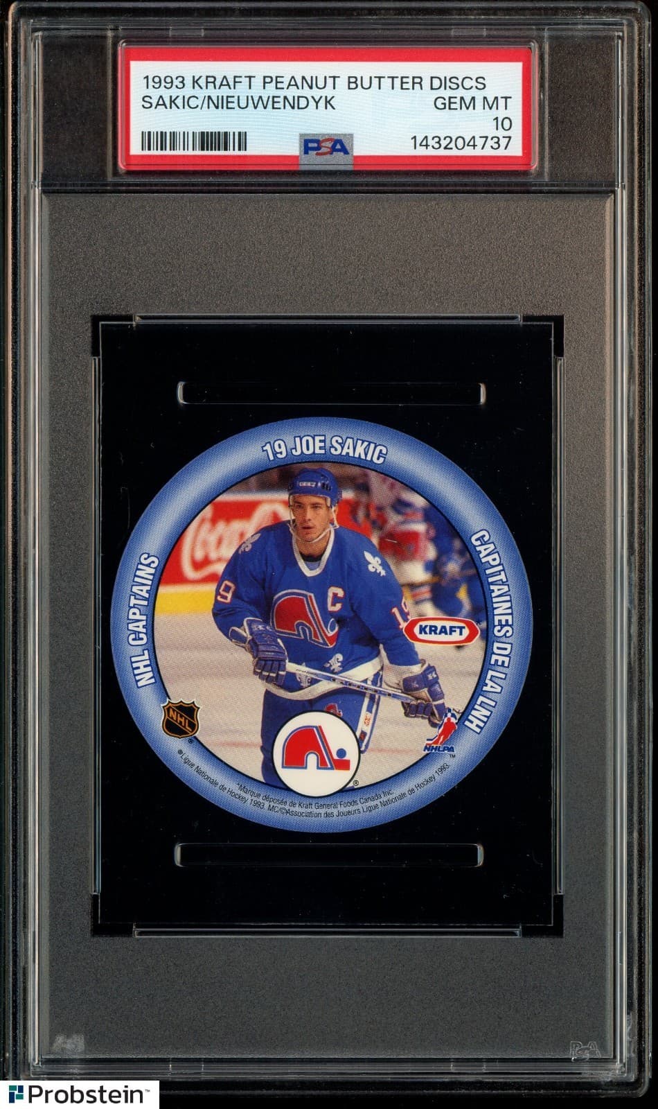 1993 Kraft Peanut Butter Discs Hockey Joe Sakic Joe Nieuwendyk PSA 10 GEM MINT
