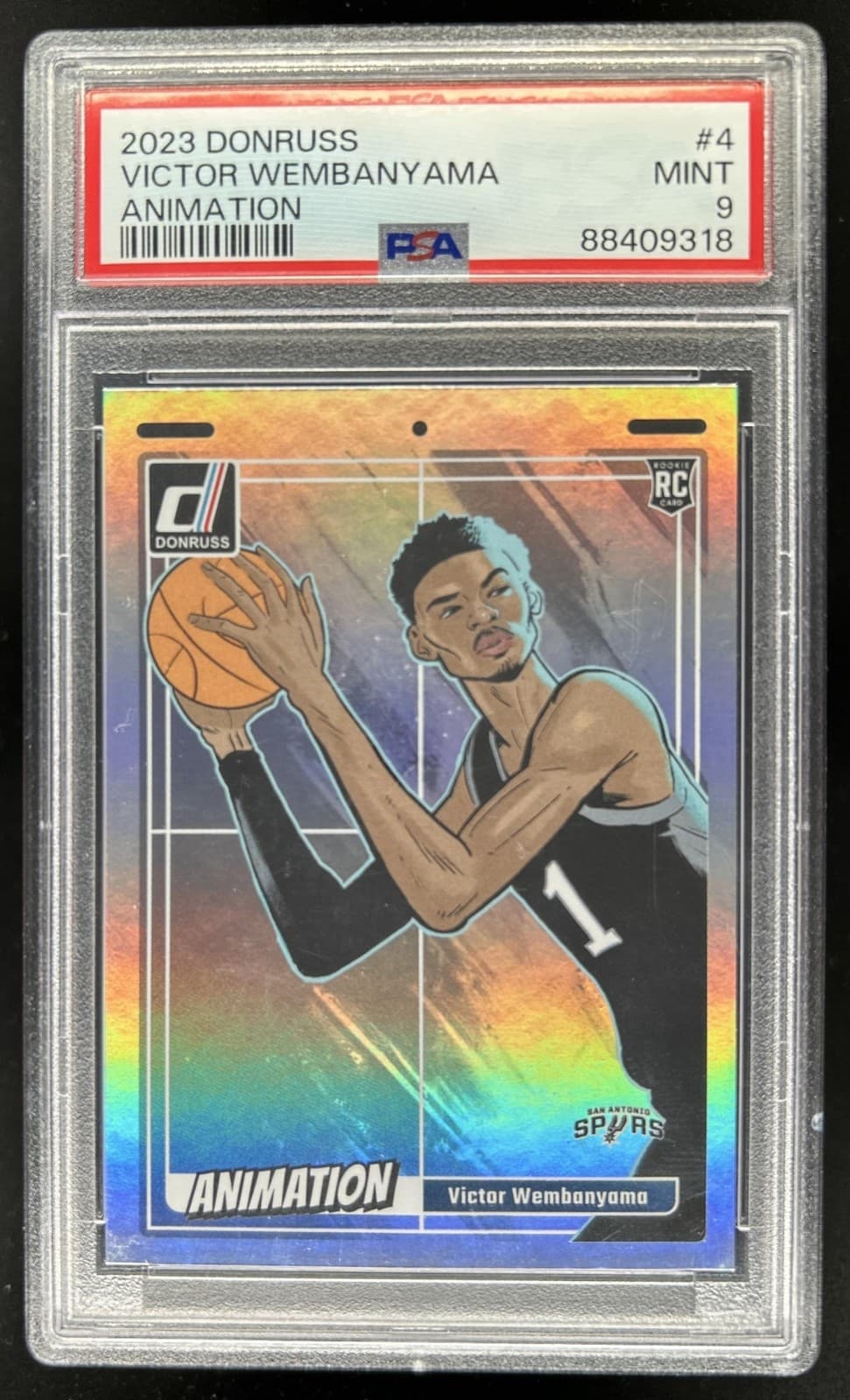 2023-24 Panini Donruss Victor Wembanyama Animation RC Rookie #4 Spurs PSA 9