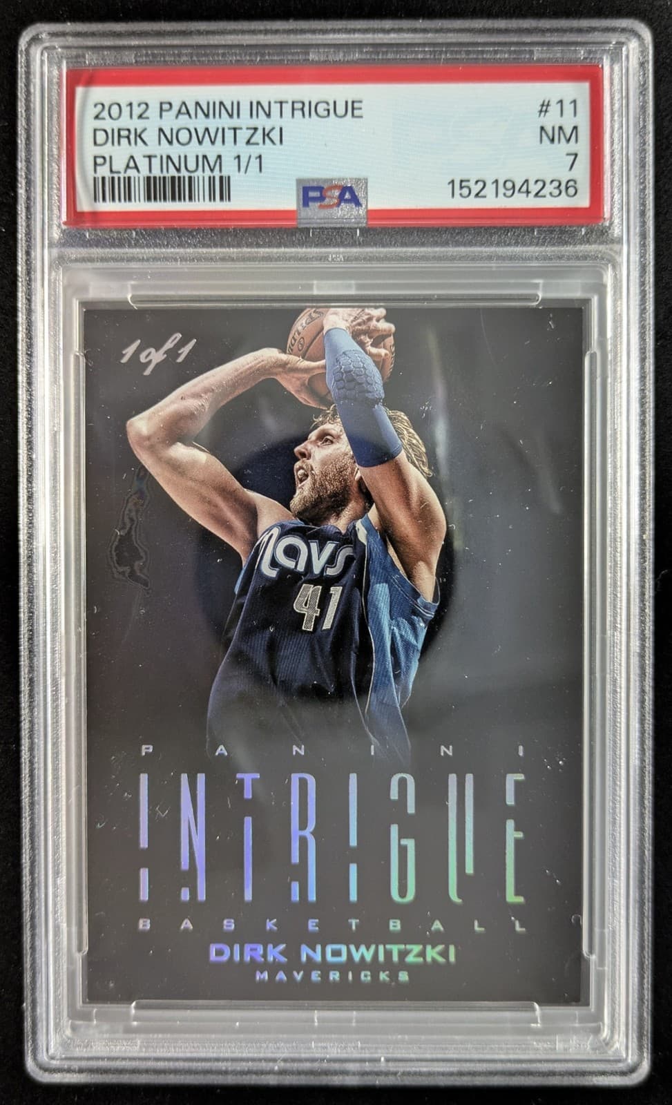2012-13 Panini Intrigue DIRK NOWITZKI 1/1 True Platinum SSP Mavericks #11 PSA 7