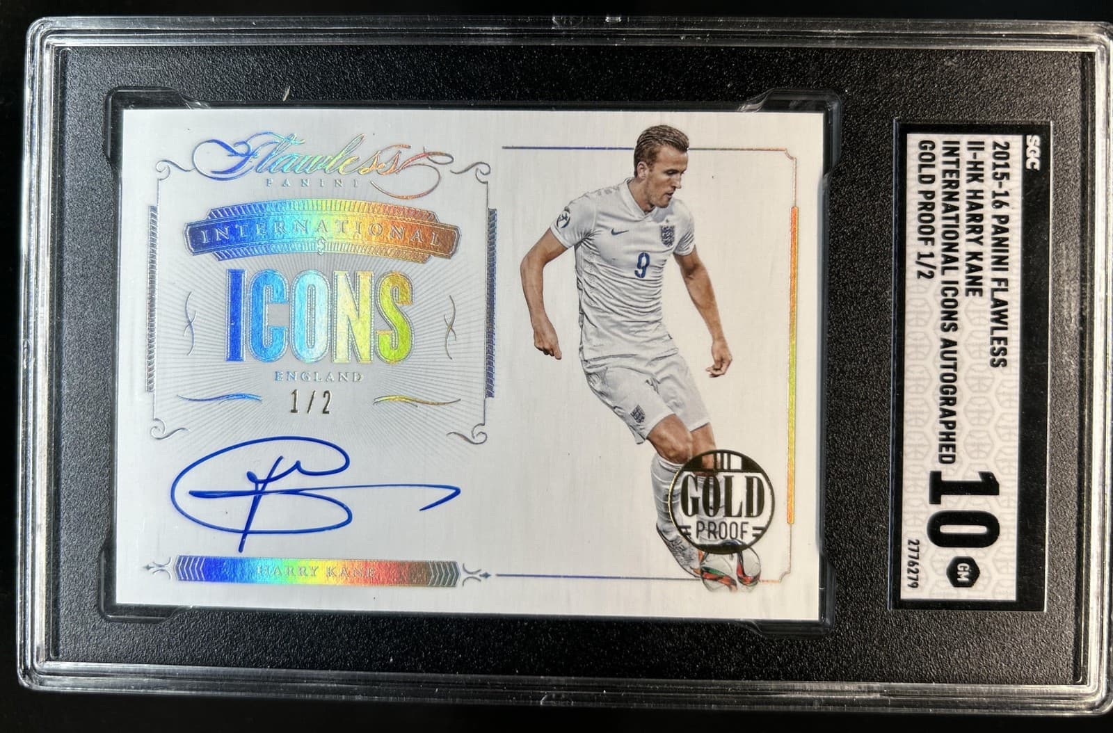 2015-16 Panini Flawless Harry Kane Gold Proof Auto Autograph #/2 England SGC 10