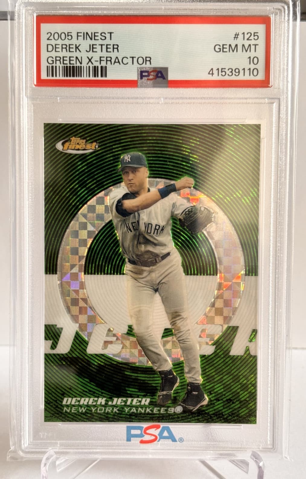 2005 Topps Finest - Derek Jeter #125 Green X-Fractor Refractor /50 PSA 10 Gem!