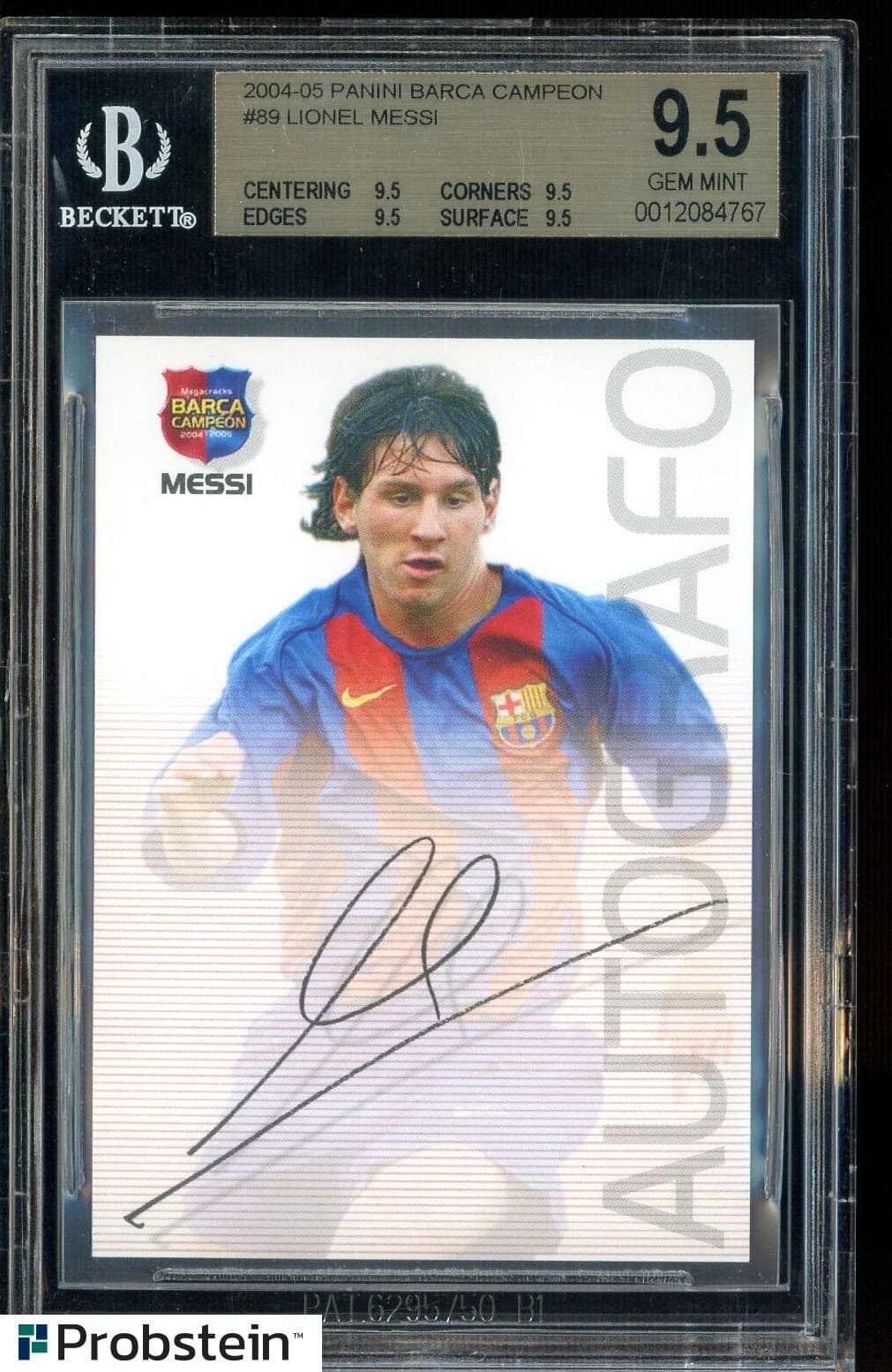2004-05 Panini Barca Campeon Soccer #89 Lionel Messi RC Rookie BGS 9.5 TRUE GEM