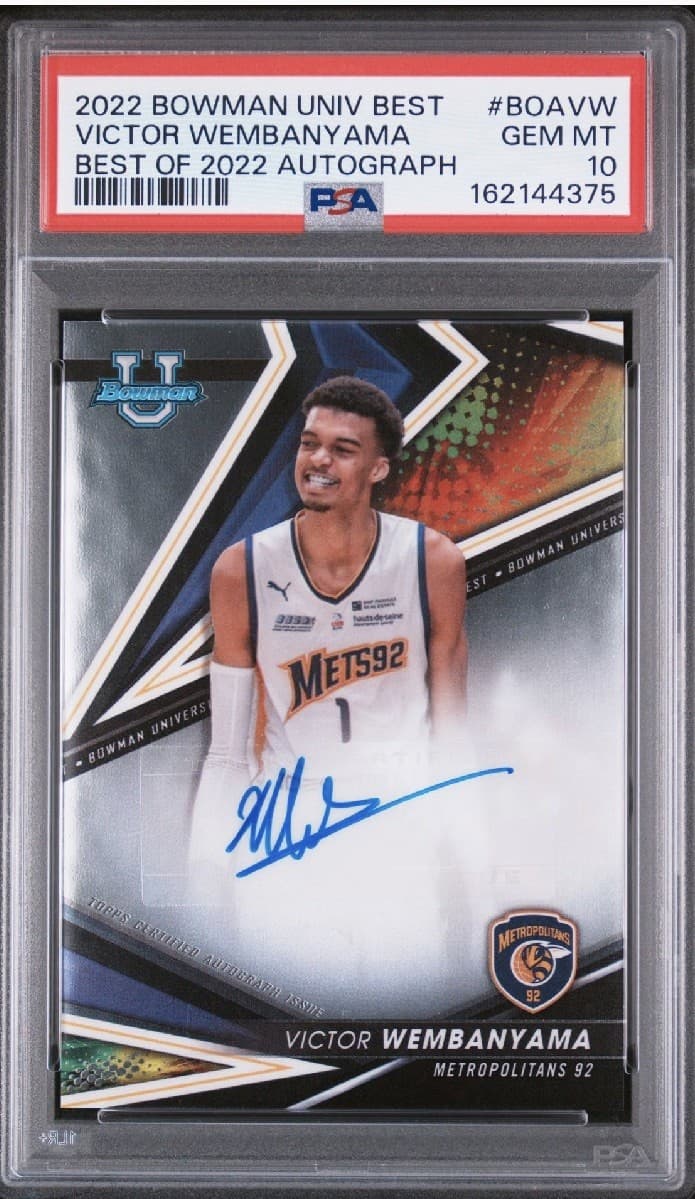 Victor Wembanyama 2022-23 Bowman University Best Auto Rookie RC #BOA-VW PSA 10